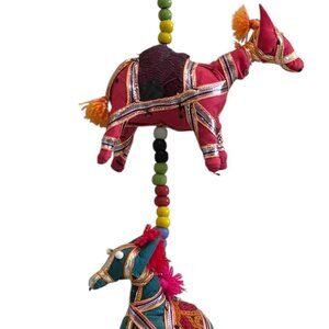 Home Decor Colorful Elephants on a String with a Bell